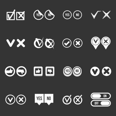 Gri vektör onay işareti Icons set