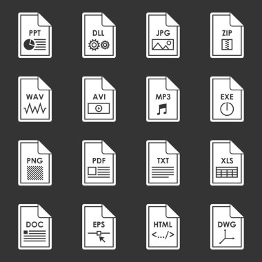 Dosya biçimi Icons set gri vektör