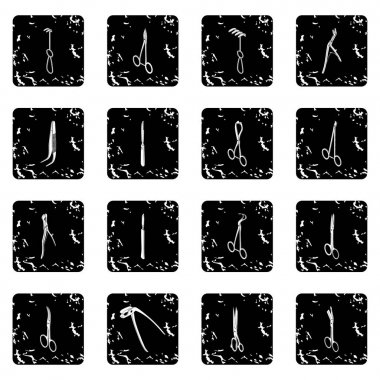 Grunge vektör cerrahlar araçları Icons set