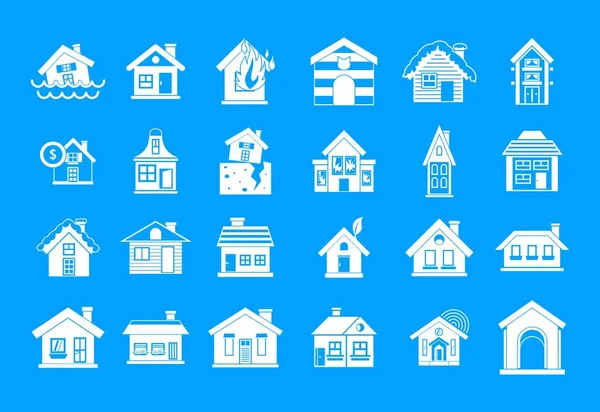 Icône maison ensemble vecteur bleu — Image vectorielle