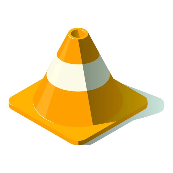 Attention cone icon, isometric style — Stock Vector