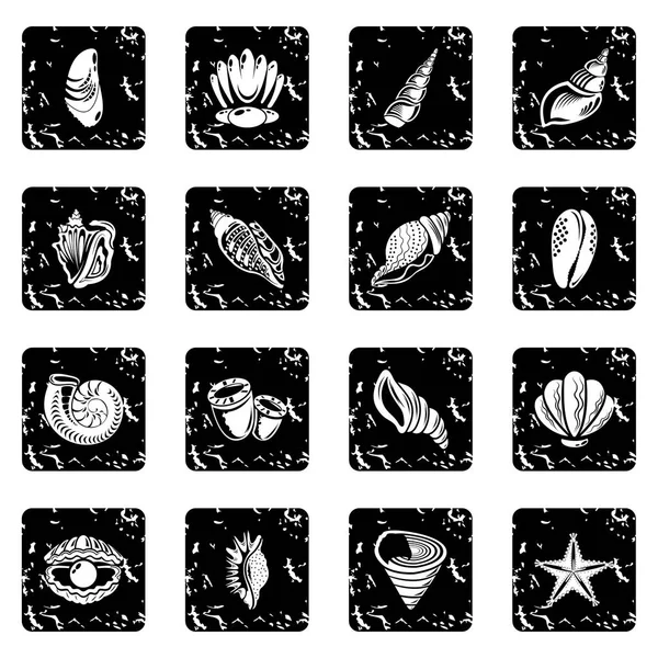 Іконки тропічної морської оболонки встановили грандж вектор — стоковий вектор