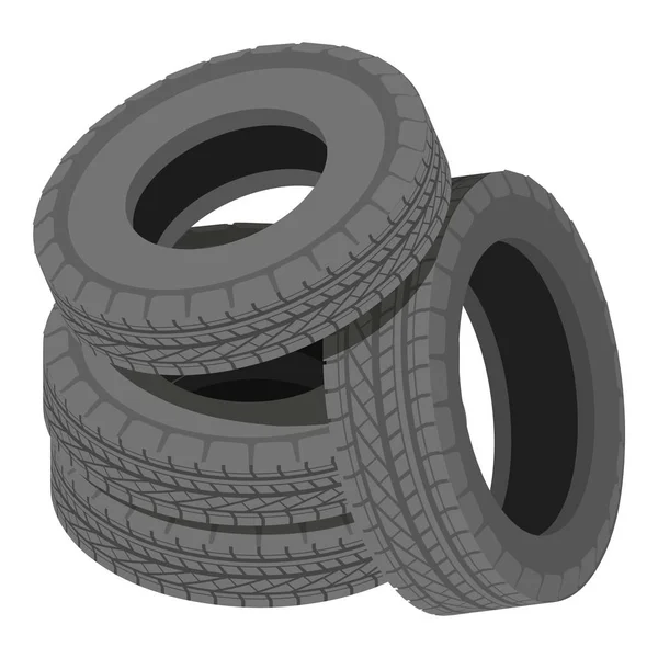 Icono de neumático de montón, estilo isométrico — Vector de stock