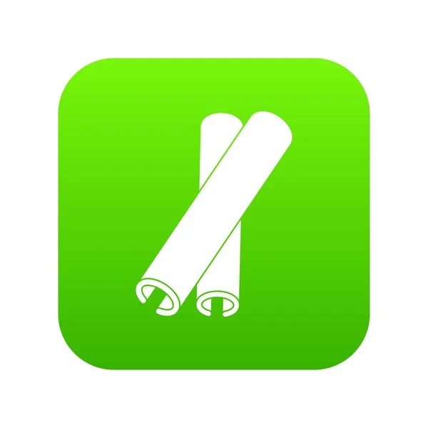Bâtons de cannelle icône numérique vert — Image vectorielle