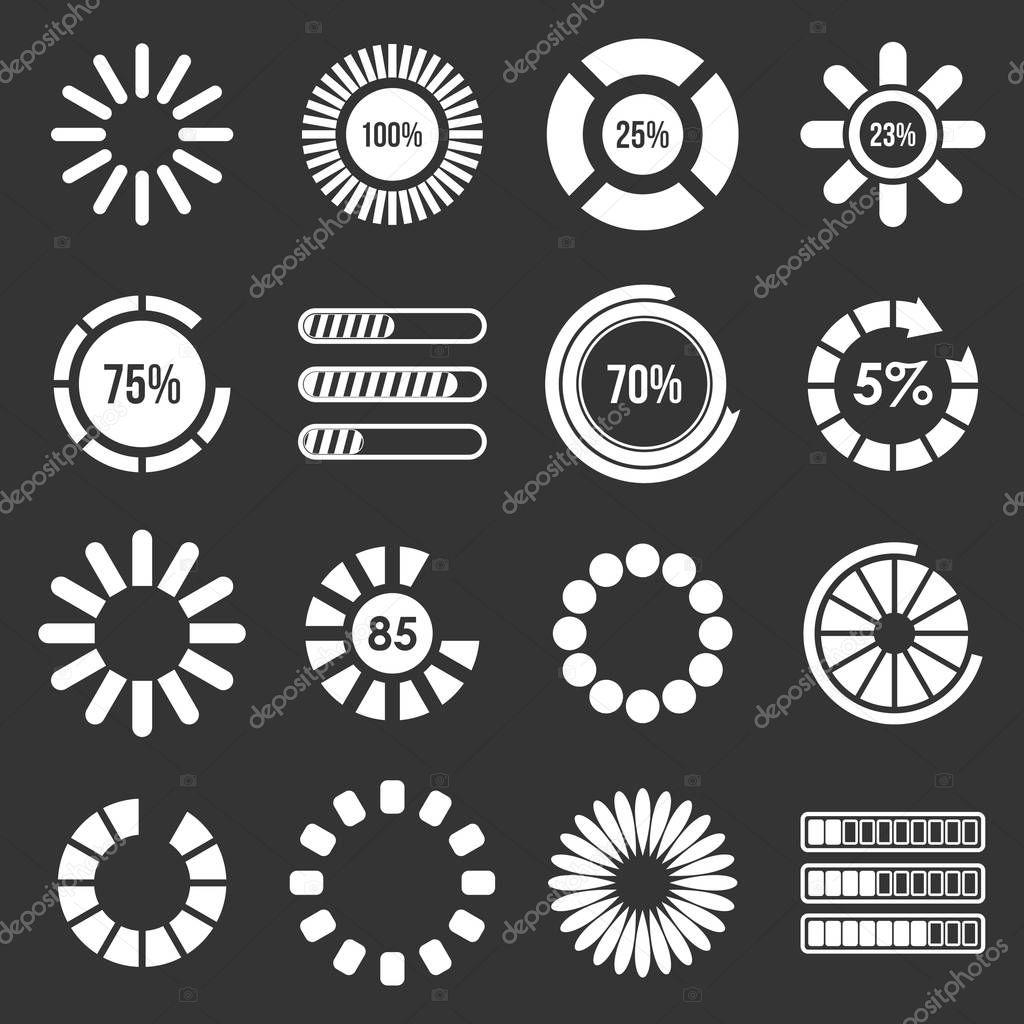 Loading bars and preloaders icons set grey vector