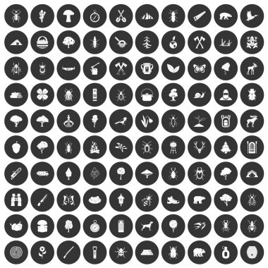 Siyah Daire 100 orman Icons set