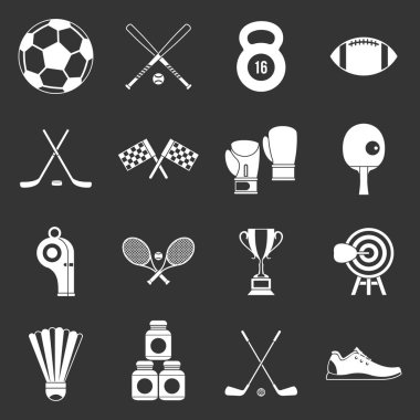 Gri vektör spor ekipmanları Icons set
