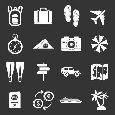 Seyahat Icons set gri vektör