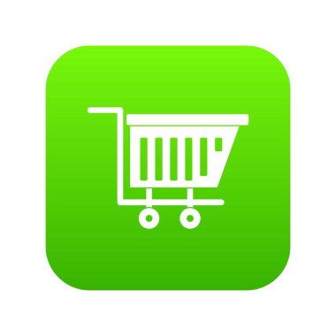 Boş plastik Pazar arabası simgesi dijital yeşil