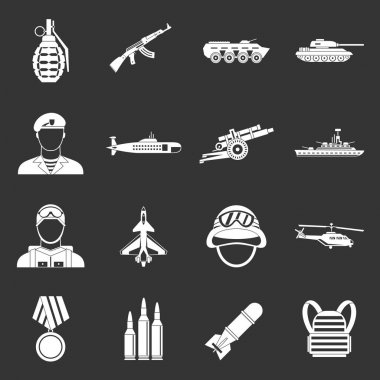 Gri vektör savaş Icons set
