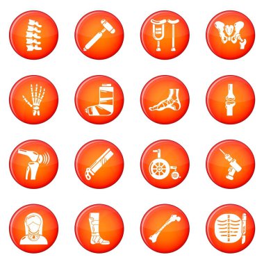 Kırmızı vektör ortopedi uzmanı kemik araçları Icons set