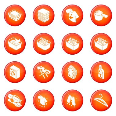 Kırmızı vektör Çamaşırhane Icons set