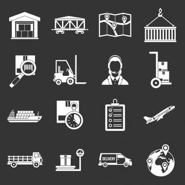Gri vektör lojistik Icons set