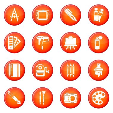 Tasarım ve çizim araçları simgeler kırmızı vektör ayarla