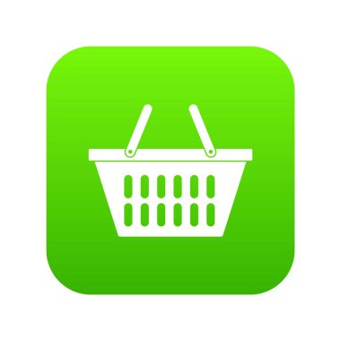 Plastik alışveriş sepeti simgesini dijital yeşil