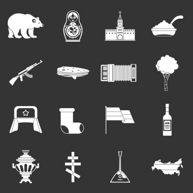 Gri vektör Rusya Icons set