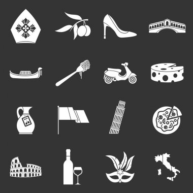 Gri vektör Italia Icons set