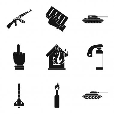 Yanlış adım Icons set, basit tarzı