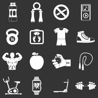 Gri vektör Fitness Icons set
