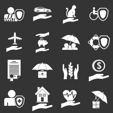 Gri vektör sigorta Icons set