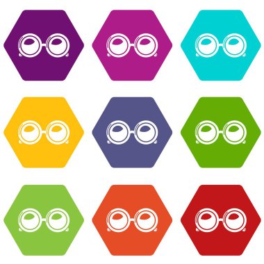 9 vektör gözlük Icons set