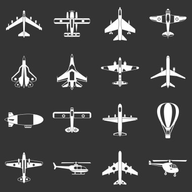 Gri vektör Havacılık Icons set