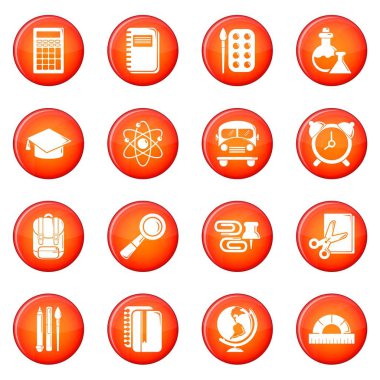 Kırmızı vektör okul eğitim Icons set