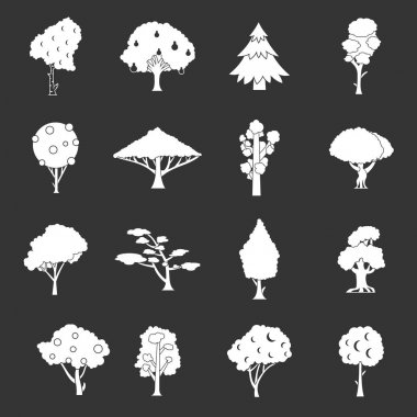 Gri vektör ağaçlar Icons set