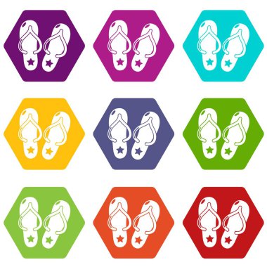 9 vektör flip flop Icons set