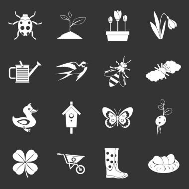 Bahar Icons set gri vektör