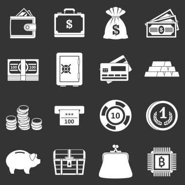 Gri vektör farklı para Icons set