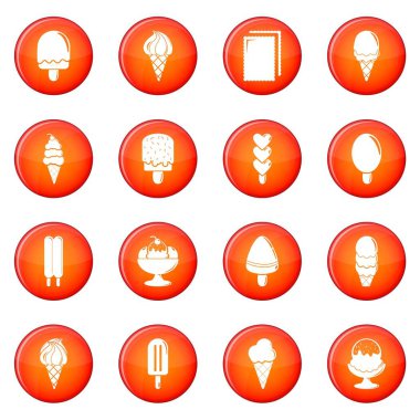 Kırmızı vektör dondurma Icons set