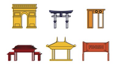 Kemer simge seti, renk anahat stili