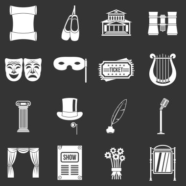 Gri vektör tiyatro Icons set