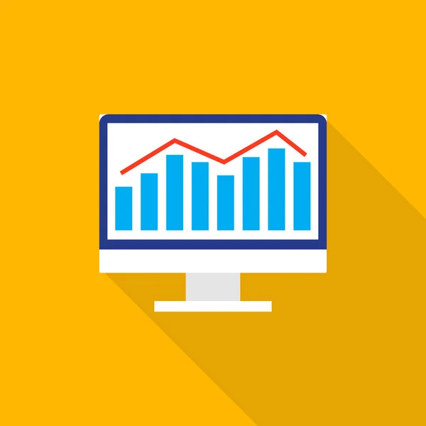 Icono de diagrama de computadora, estilo plano — Vector de stock