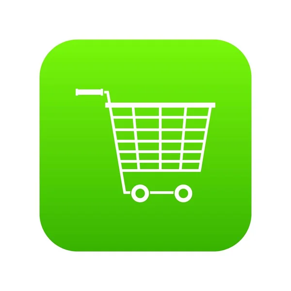 Порожній візок супермаркету з пластиковими ручками значок цифровий зелений — стоковий вектор