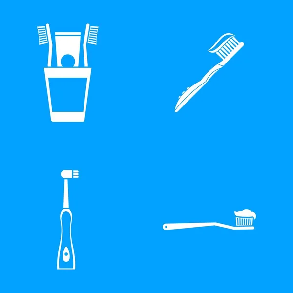 Tandenborstel blauw pictogram set vector — Stockvector
