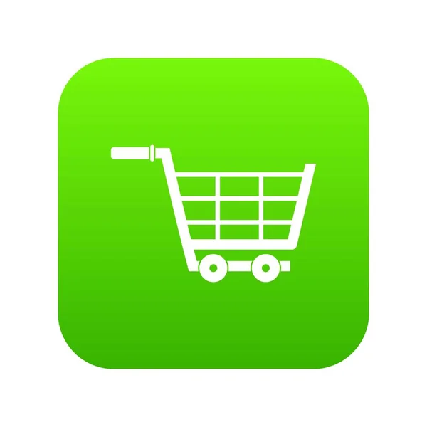 Grande ícone do carrinho de compras verde digital — Vetor de Stock