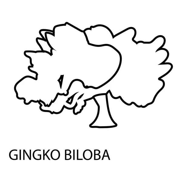 Gingko biloba simgesi, anahat stili — Stok Vektör