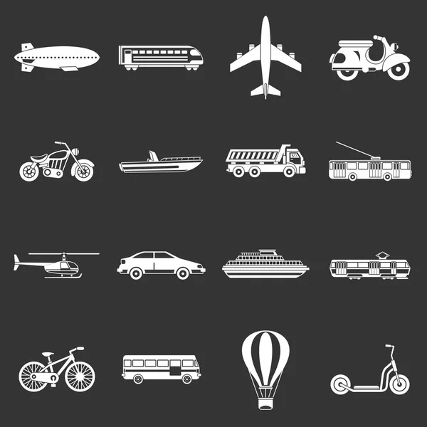 Iconos de transporte conjunto vector gris — Vector de stock