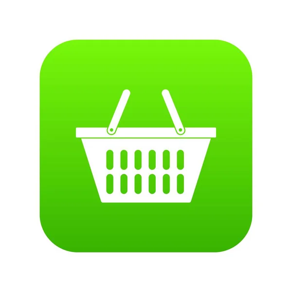 Пластиковий кошик для покупок значок цифровий зелений — стоковий вектор