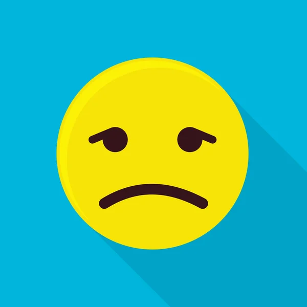 Depressief emoticon pictogram, vlakke stijl — Stockvector