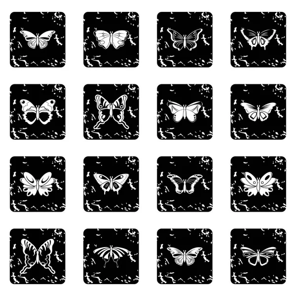 Schmetterling Sammlung Symbole Set Grunge Vektor — Stockvektor