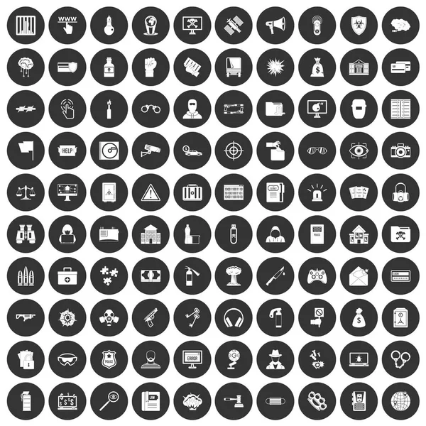 100 iconos de piratería conjunto círculo negro — Vector de stock