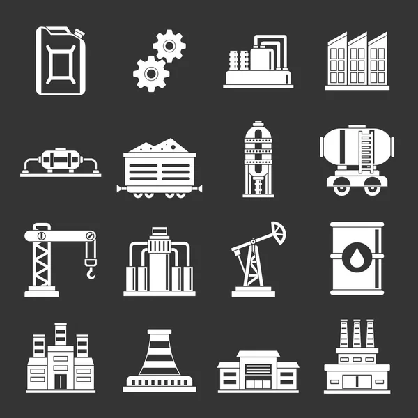 Industry icons set grey vector — Stock Vector