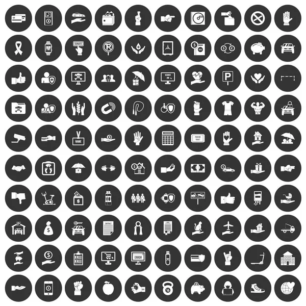100 leosztás ikonok beállítása fekete kör — Stock Vector
