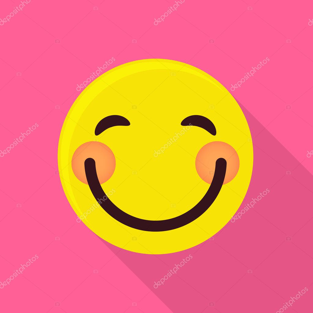 Blush emoticon icon. Flat illustration of blush emoticon vector icon for web