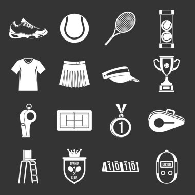Gri vektör Tenis Icons set