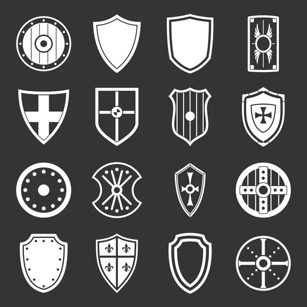 Icone cornici scudo impostato vettore grigio — Vettoriale Stock