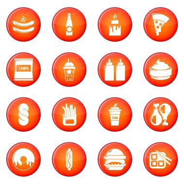 Kırmızı vektör Fast food Icons set
